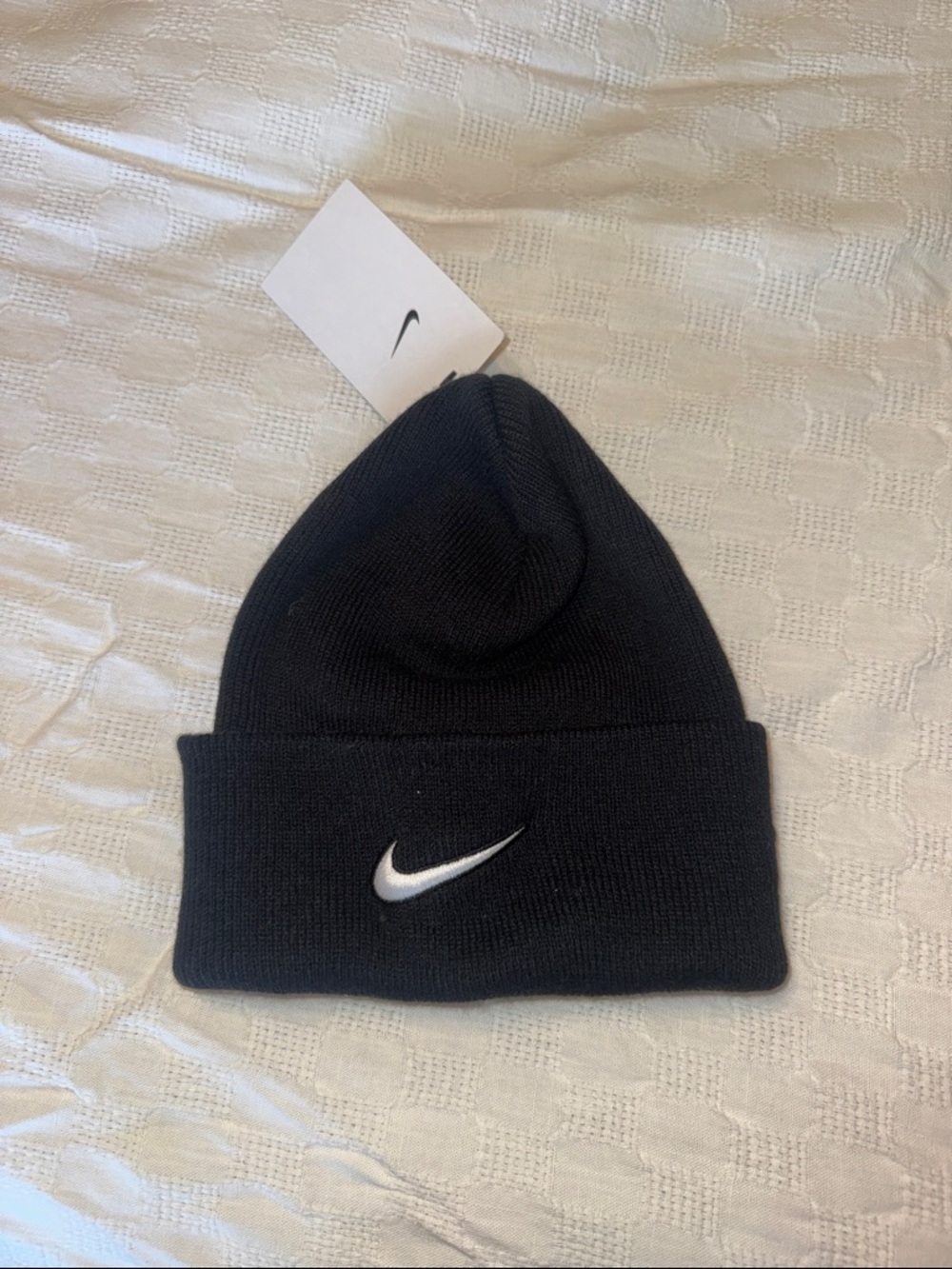 Nike Black Swoosh Cuffed Beanie NWT